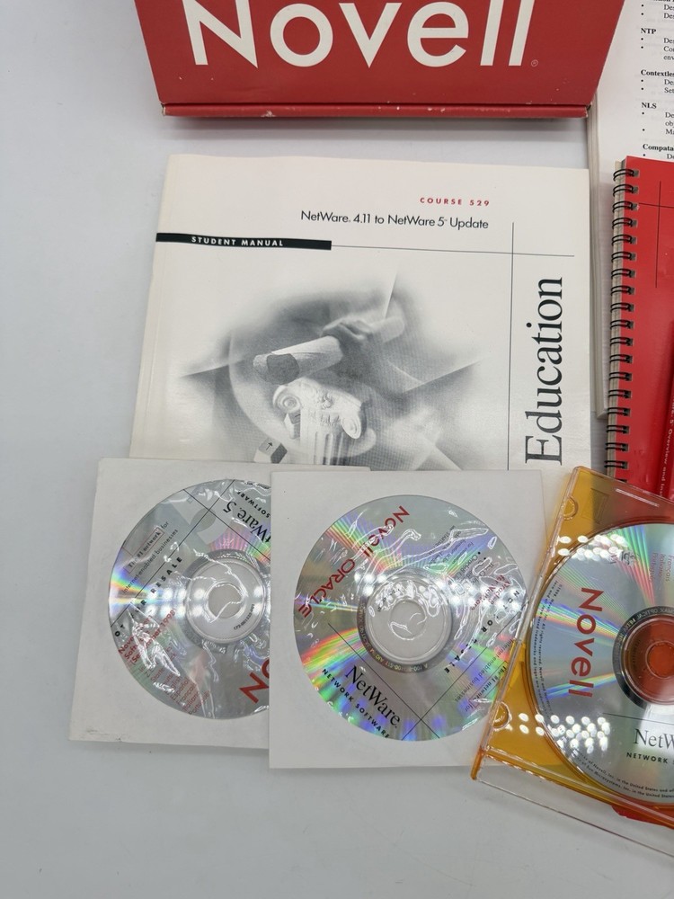 NOVELL NETWARE 5 Educational Student Set W/ BOOKS, CDs, Paperwork & Box