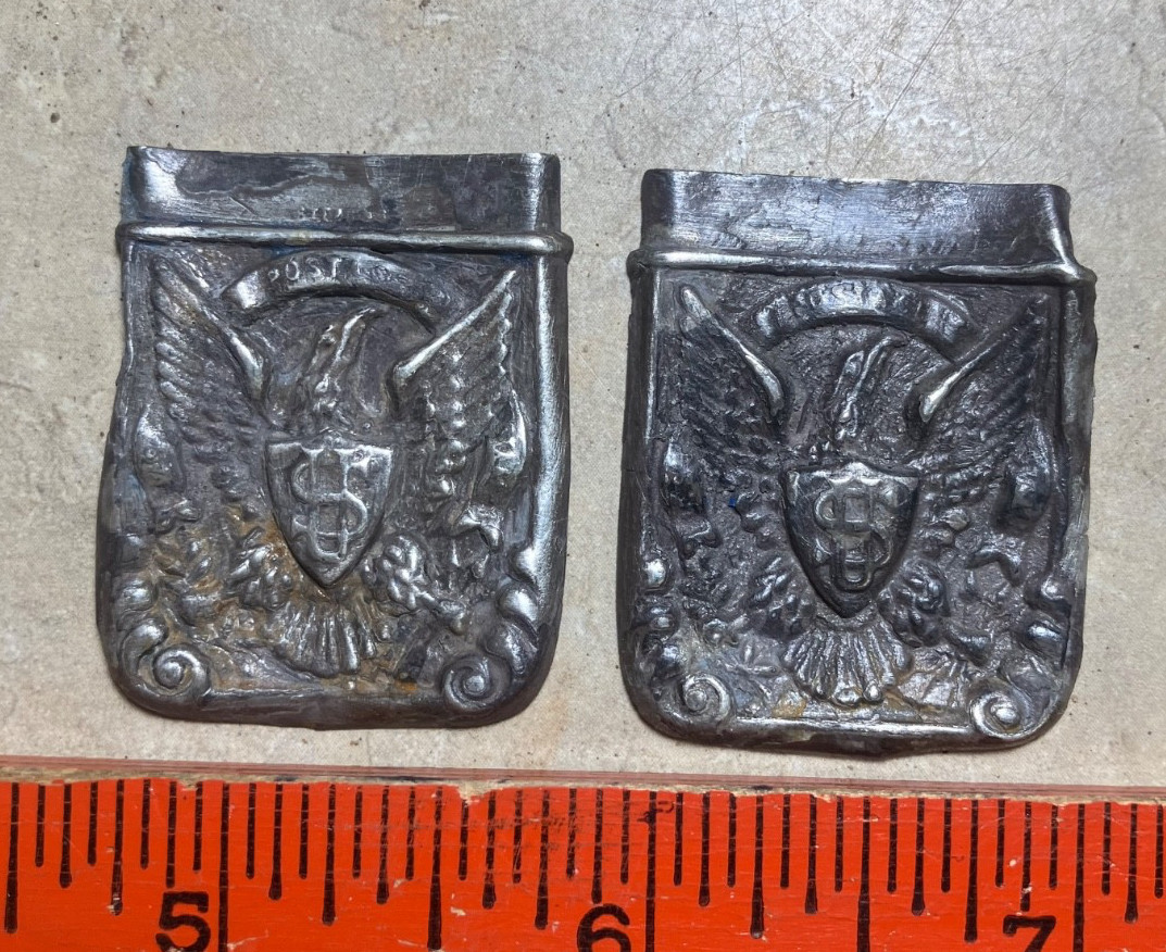 2 sides of an early sterling postage stamp safe-Found Ft Bayard New Mexico area