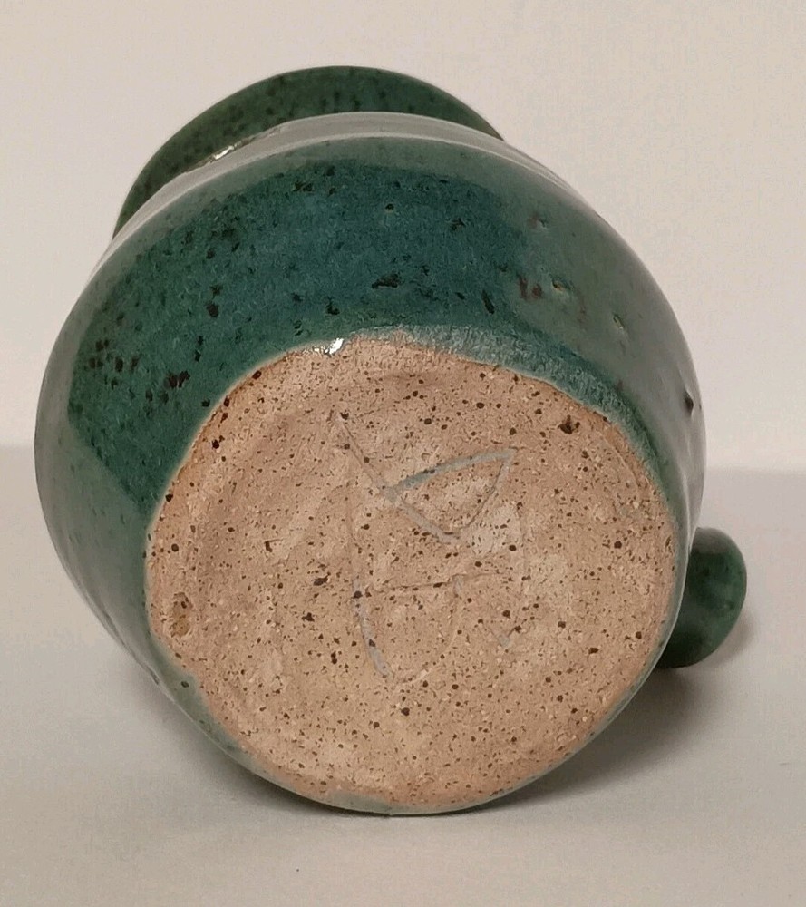 Smiley Face Stoneware Pottery Egg Separator With Handle Signed DB