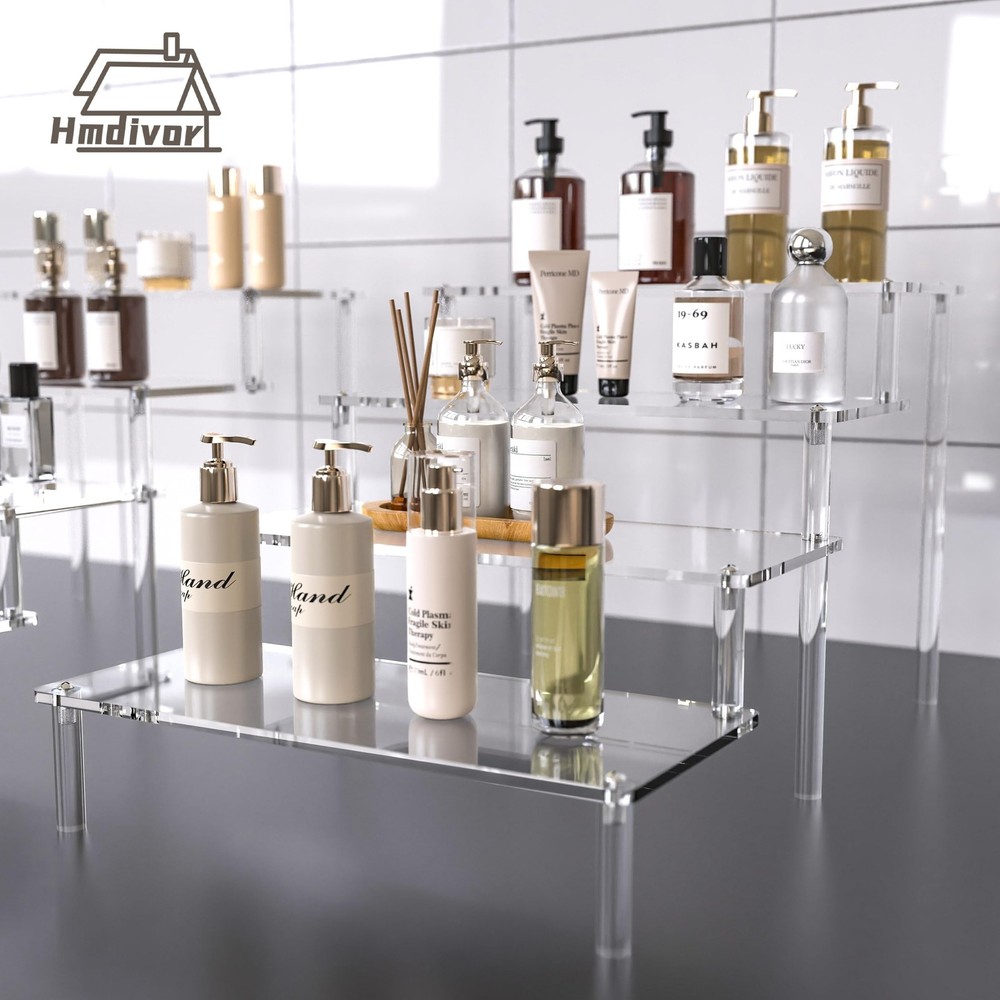 Hmdivor Acrylic Risers for Display 1 Pack 4 Tier Clear