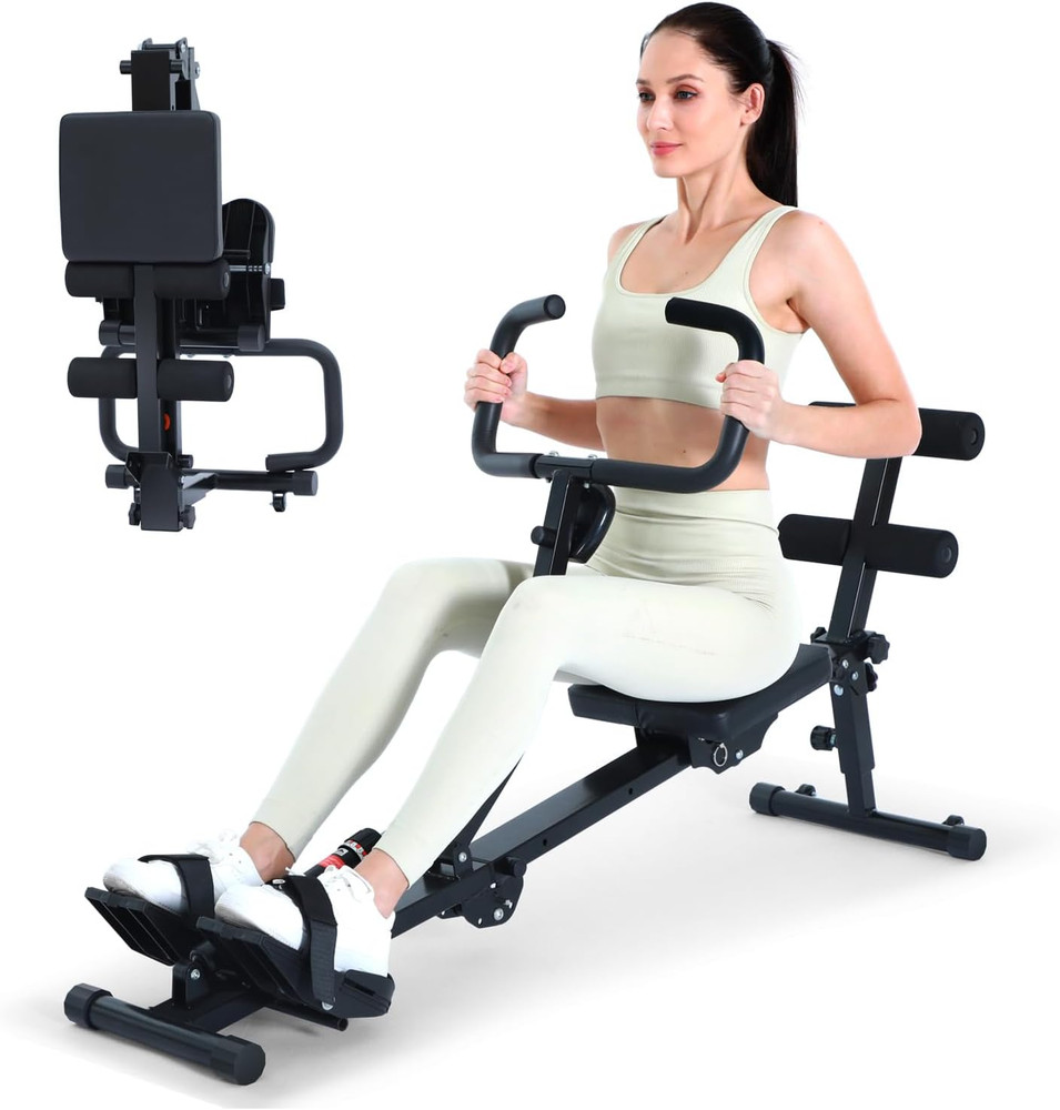 Foldable Rowing Machine for Home, Hydraulic Rowing Machine with 12-Level Resista