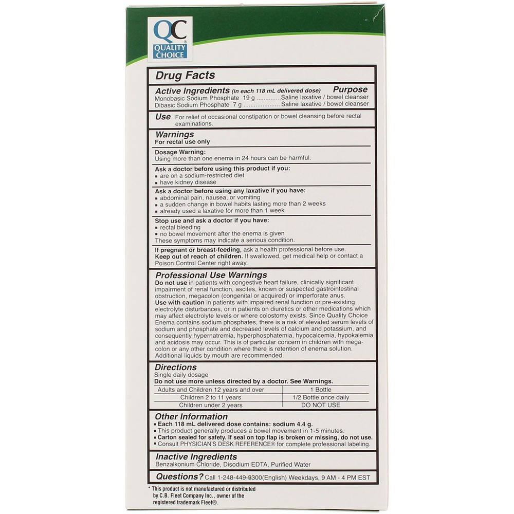 2 Pack Quality Choice Enema, 4.5 fl oz, 2 Ct