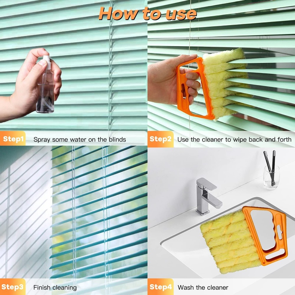 AOCEAN 4 Pcs Blind Cleaner Duster Tool 7-Finger Dusting Cleaner Tool for Wind...