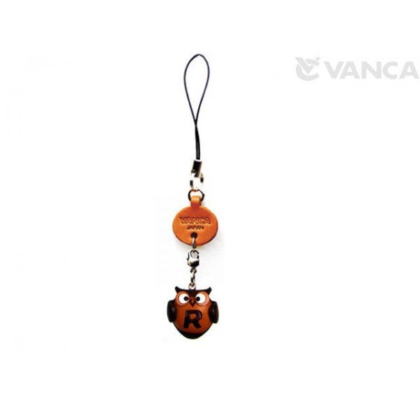 Owl R Leather Cellularphone Charm Alphabet