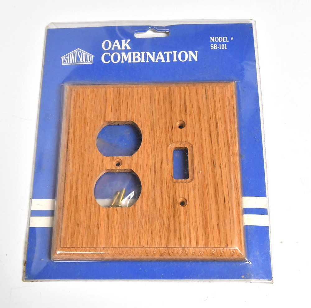 SAINT SOLID  NOS OAK WOOD SWITCH PLATE OUTLET COVER