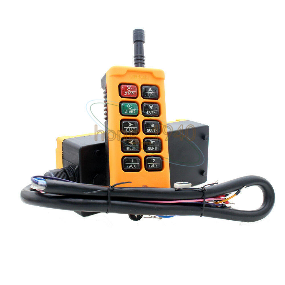 2 Tansmitters 10 Channels Industrial Wireless Crane Switch Hoist Remote Control