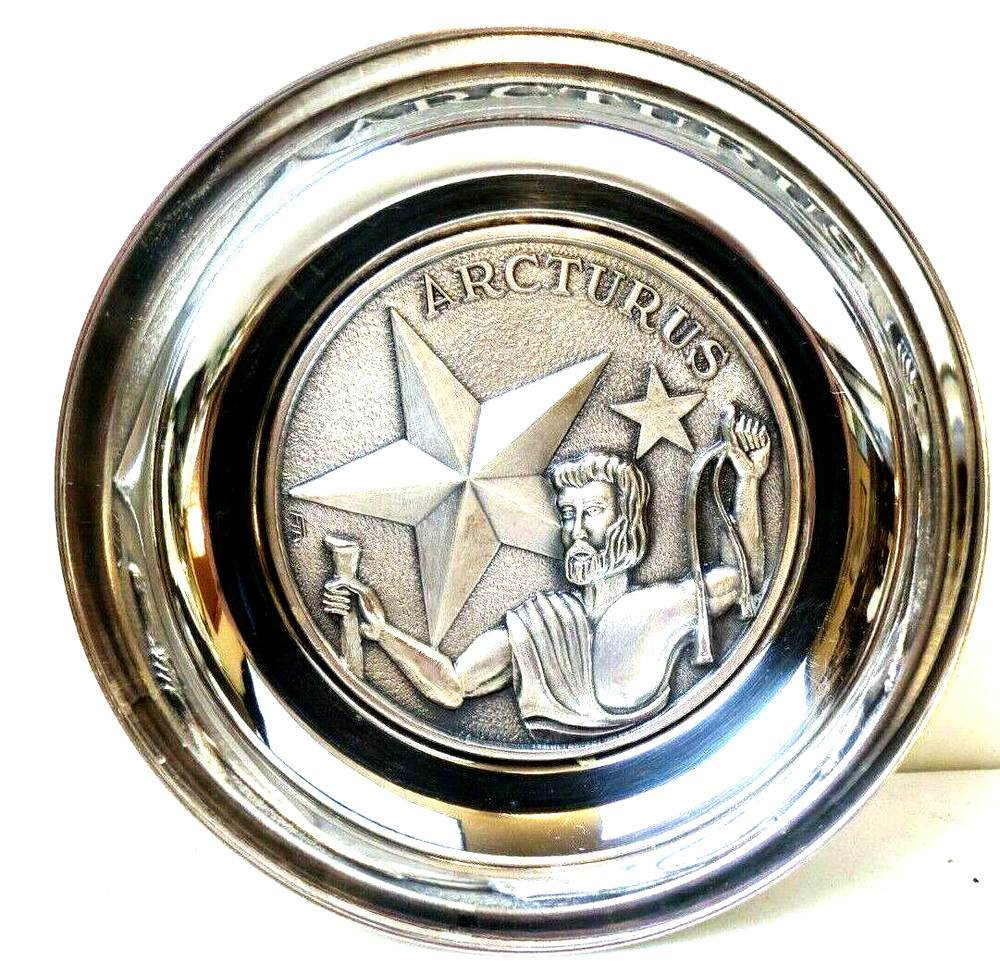 French Silver Plate ARCTURUS Astronomy Dish Bowl Pin Tray FINE Heavy Fia Lyon
