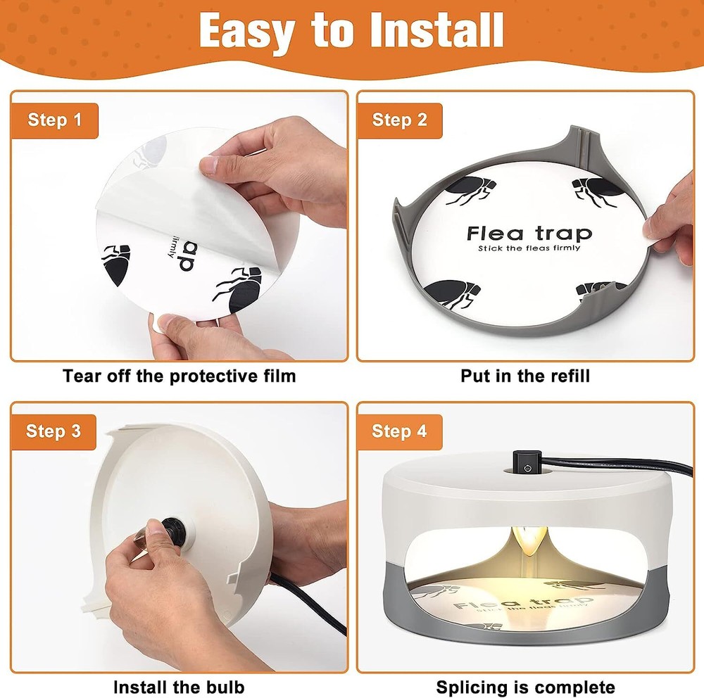 Flea Bed Bug Trap Odorless Cleaner and Flea Killer Trap Pad Sticky Dome 2 Packs