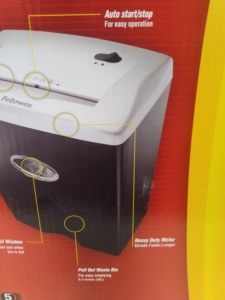 Fellowes Powershred Black Silver Tone PS-8C Solid Steel Cutters Paper Shredder