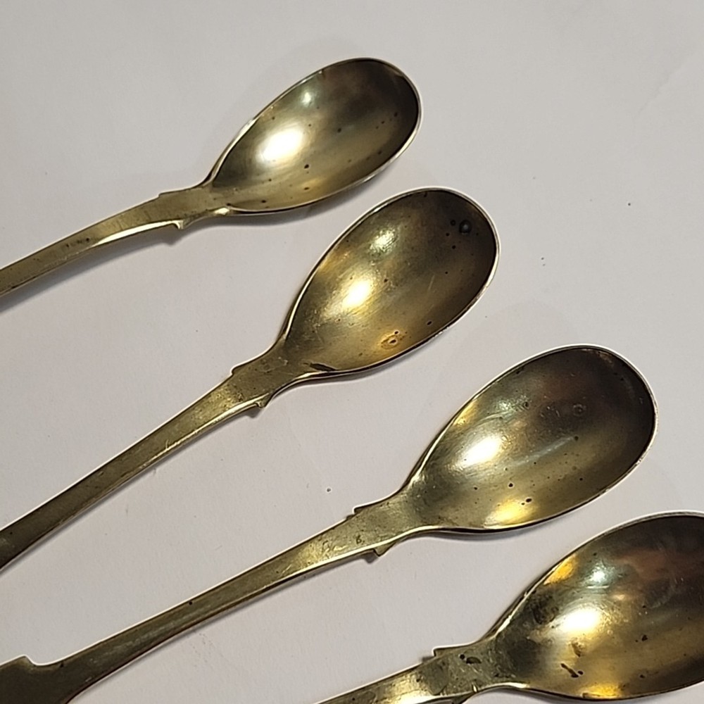 6 Dessert Spoons Antique Plated Pseudo Hallmarks