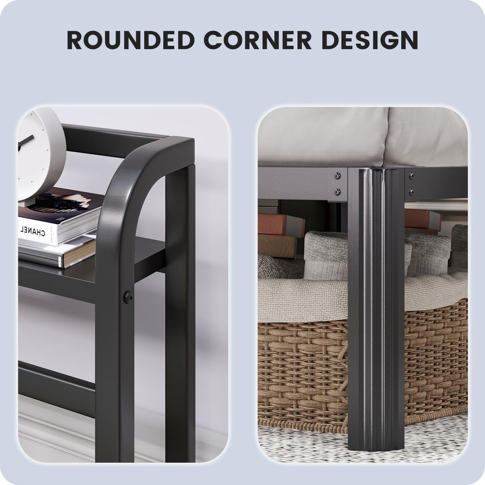 Full Bed Frame - Storage Headboard with Charging Station & Galaxy Aurora Proj...