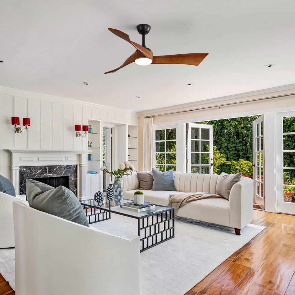 Sofucor 52 Inch Ceiling Fans with Lights, 52 Inch, Dark Walnut+Matte+Light
