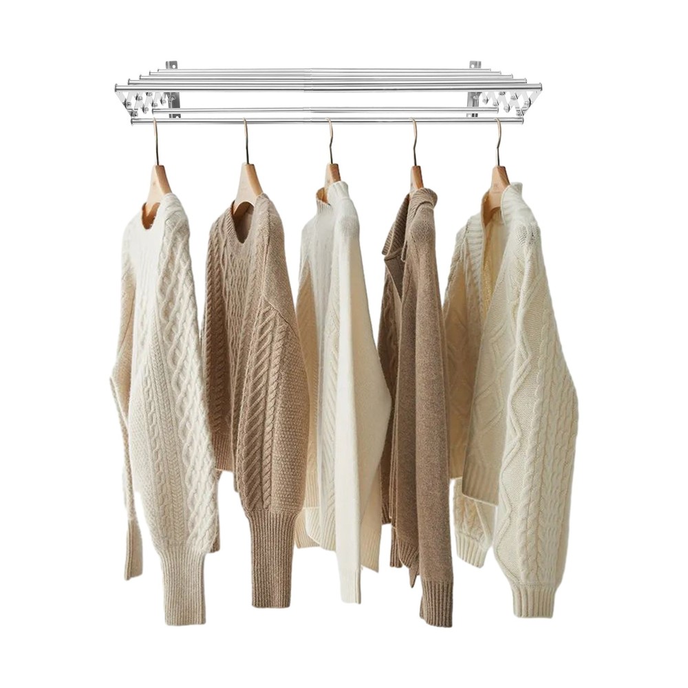 Wall-Mounted Laundry Hanger Expandable Folding Clothes Drying Towel Rack Adjust