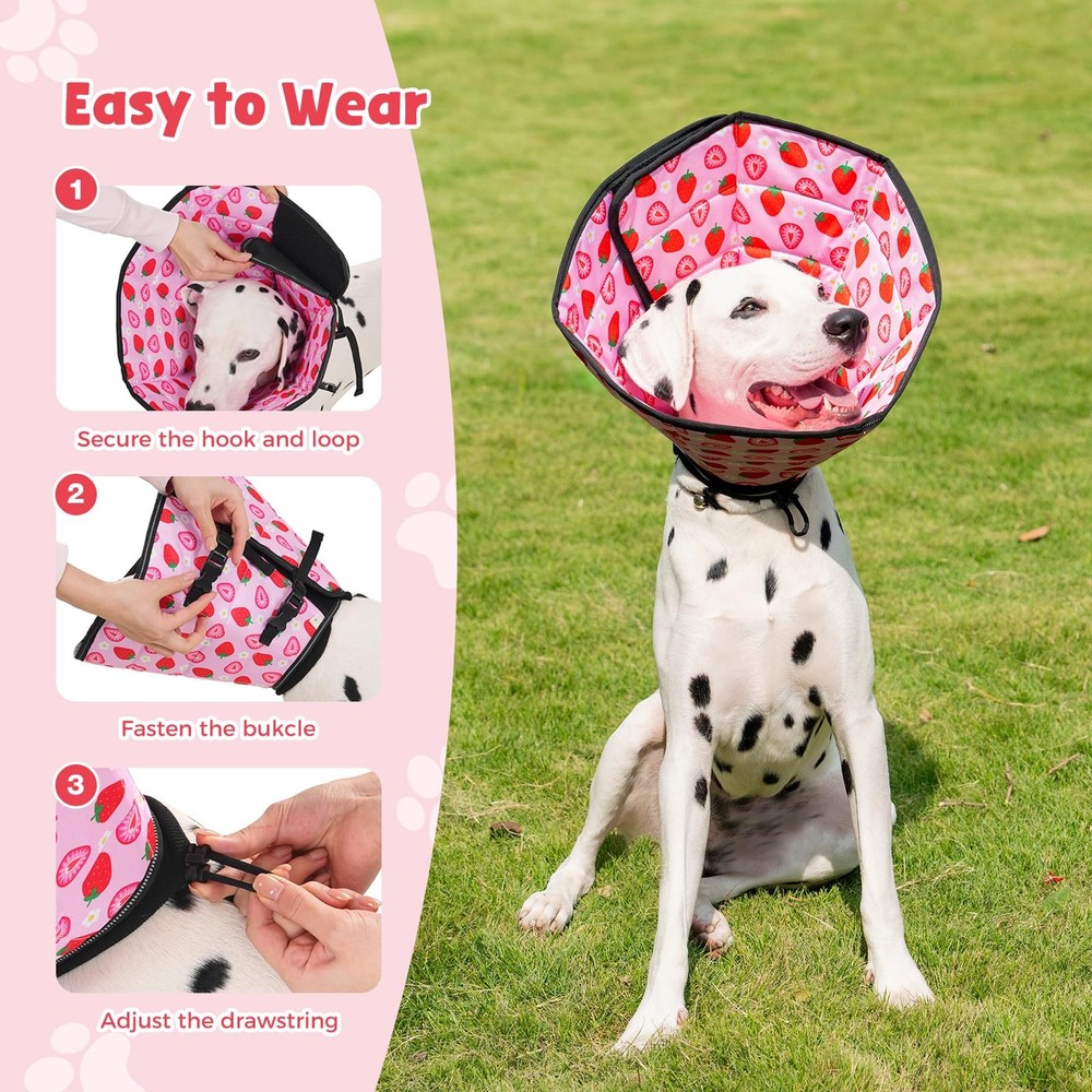 Dog Cone Alternative, Adjustable Soft Comfy Foldable Cones for Medium Large D...