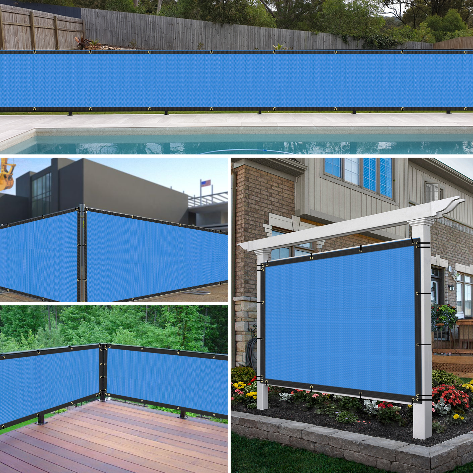 4' 5' 6' 8' Privacy Fence Screen Garden Windscreen Heavy Duty Shade Cover Blue