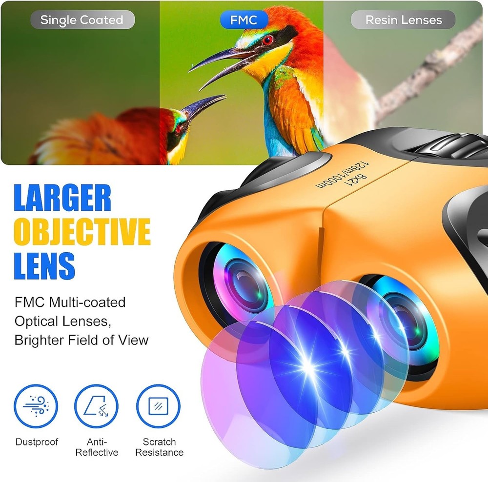 LET'S GO! Kids Binoculars Compact Shockproof High Resolution Toy