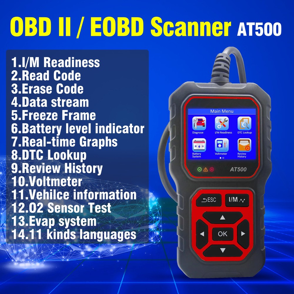 iKiKin AT500 OBDII Scanner Car OBD2 EOBD CAN Protocol Code Reader Diagnostc Tool