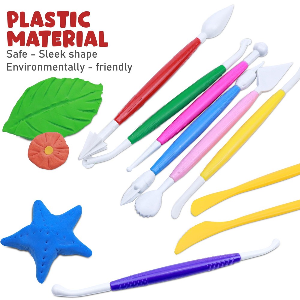 DUGATO Clay Sculpting Tools (17pc Set) - Double-Sided Plastic 17, Multicolor