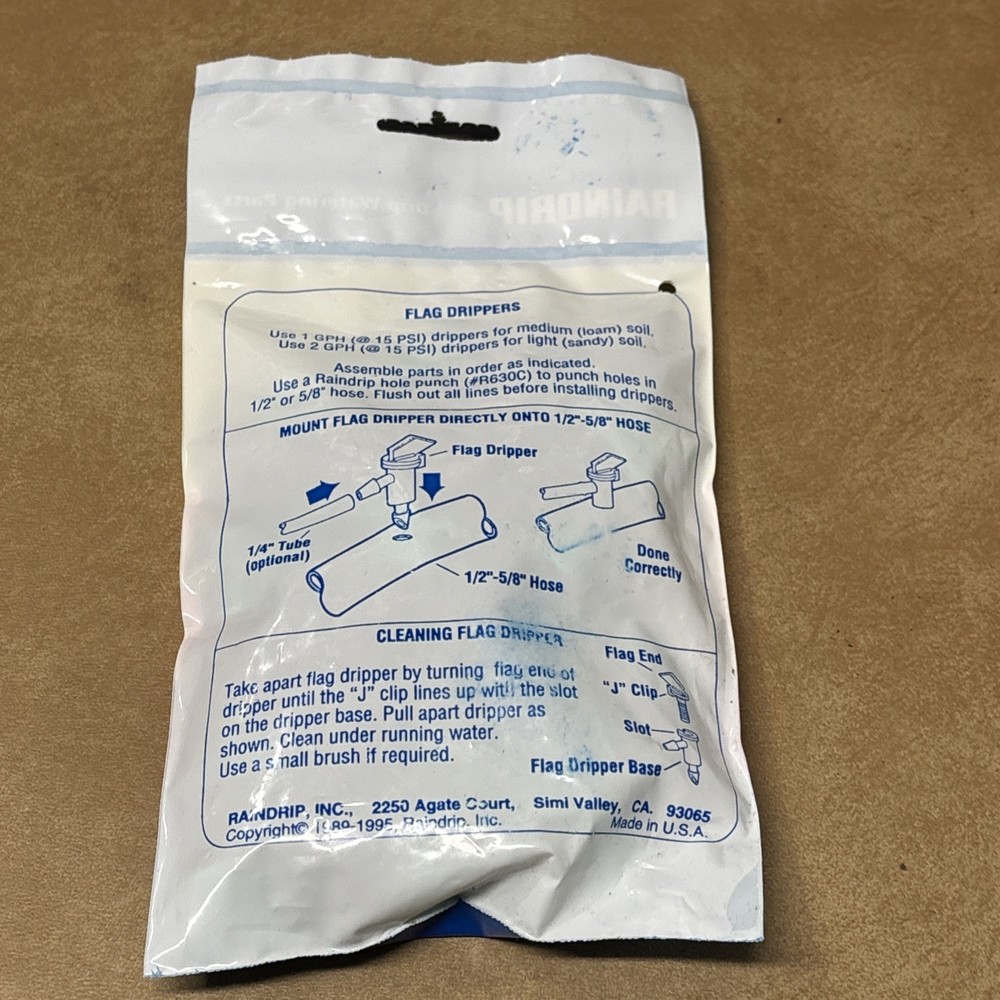 *NEW* RAINDRIP 2 GPH FLAG DRIPPERS, 25 per BAG