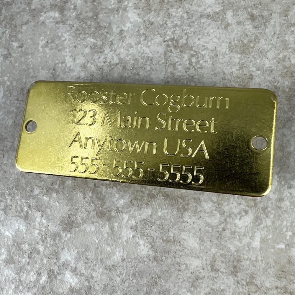 Custom Engraved Tags Personalized NAME PLATE ID Name Plate RUSTIC BRASS MEDIUM