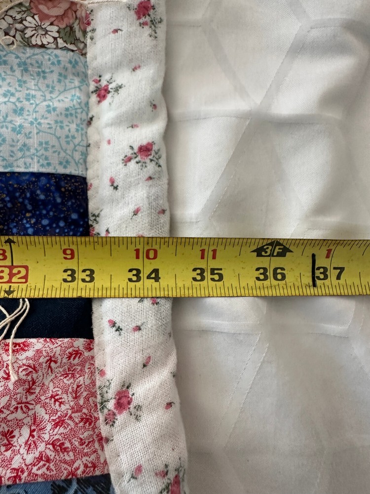QUILT HOME MADE HANDMADE 37" 34" 37X34 LAP BLANKET PATCHWORK