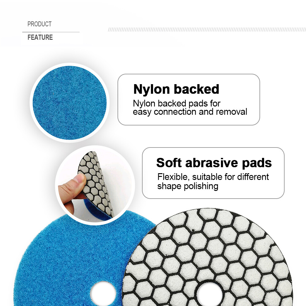 7pcs 4inch #200 B Dry Diamond Polishing Pad Sanding Disc for Stone Marble Tile