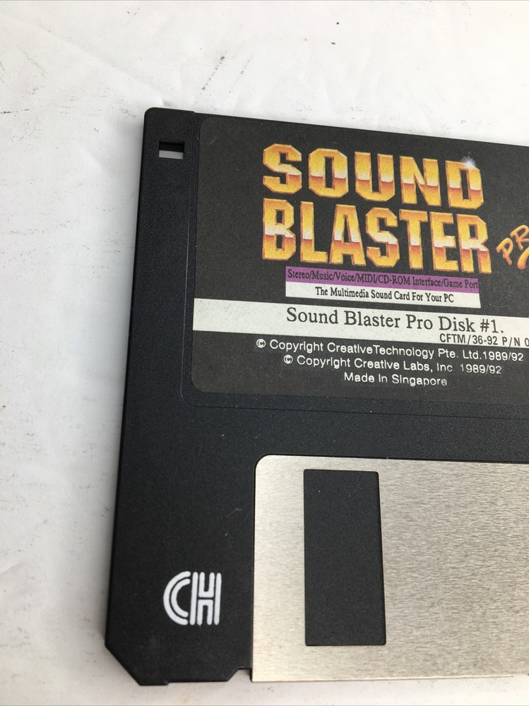 Sound Blaster Pro Disk 1- 3.5" floppy disk 1989/92 Creative Labs Tech Rare!
