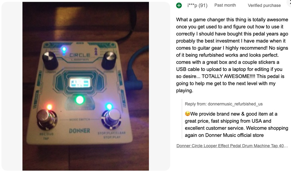Donner Circle Looper 2 in 1 Drum Looper Effects Pedal 40 Slots 160 mins Loop