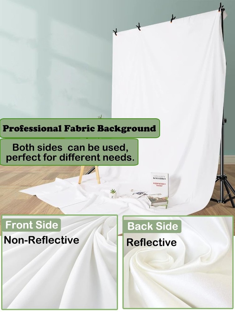 4.9×9.8ft White Seamless Fabric BackdropThicken Screen BackdropPolyester Mate...