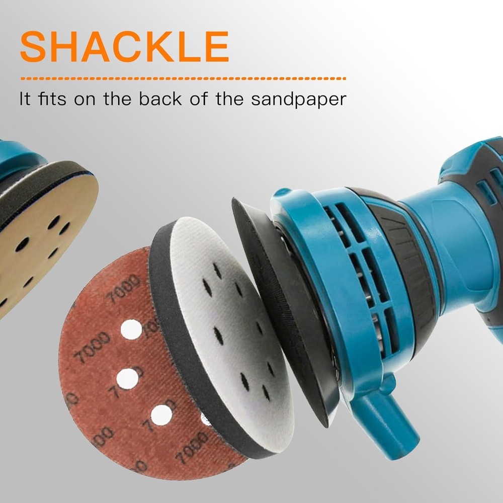 6pc 5" 8 Holes Interface Pads Orbital Sander Sanding Foam Pad Hook Loop Buffer