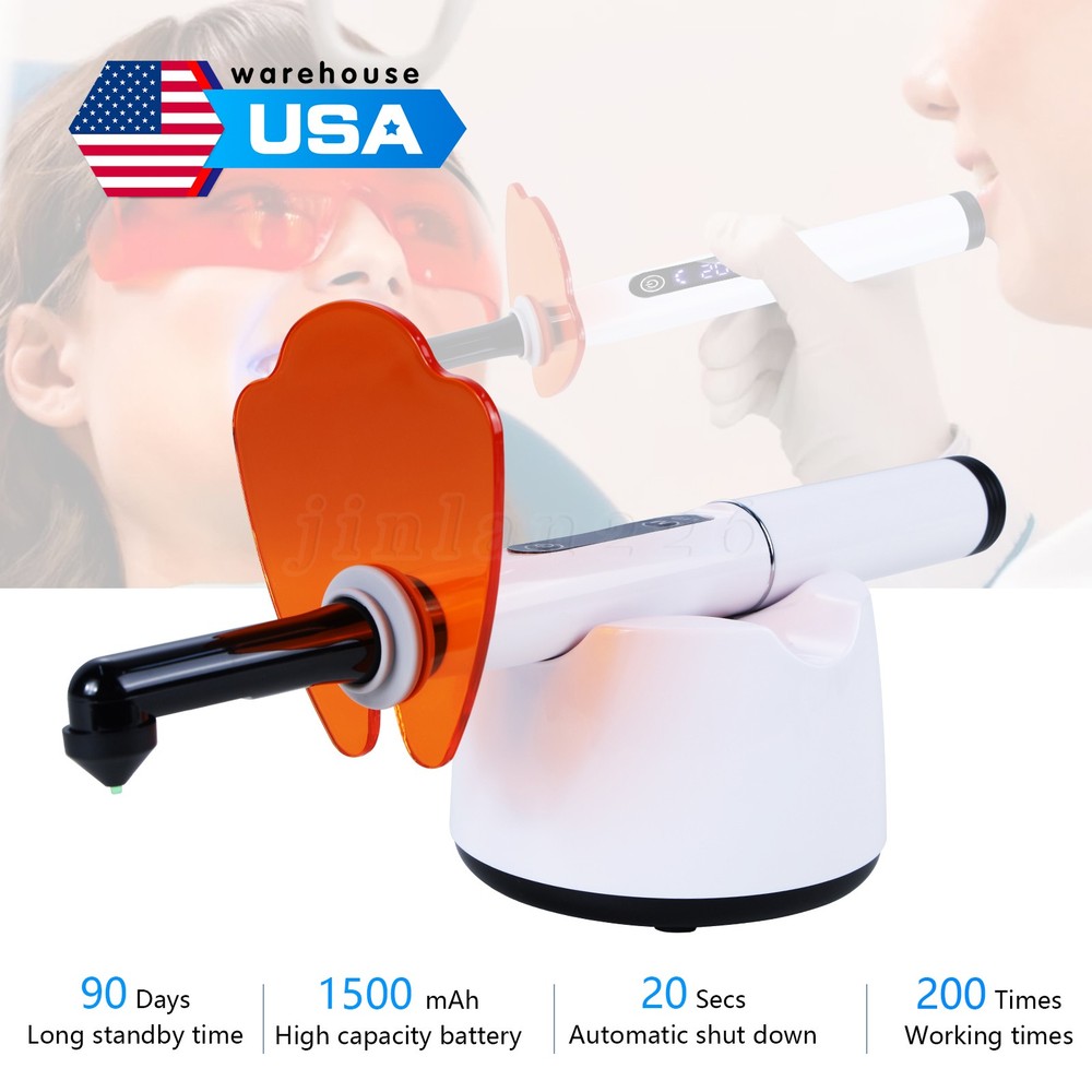 Dental Wireless Cordless LED Curing Light Lamp 1 Second Cure with 7pc Point Lens