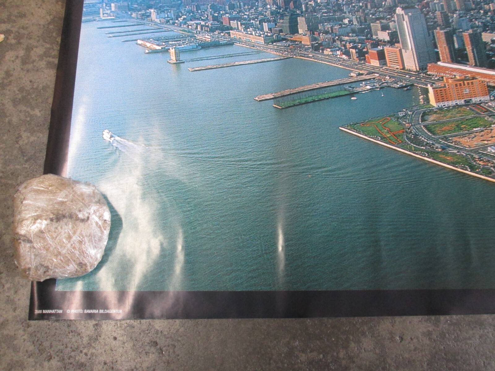 Manhattan New York car garage game room Poster Vintage 1980's Twin Towers C2286