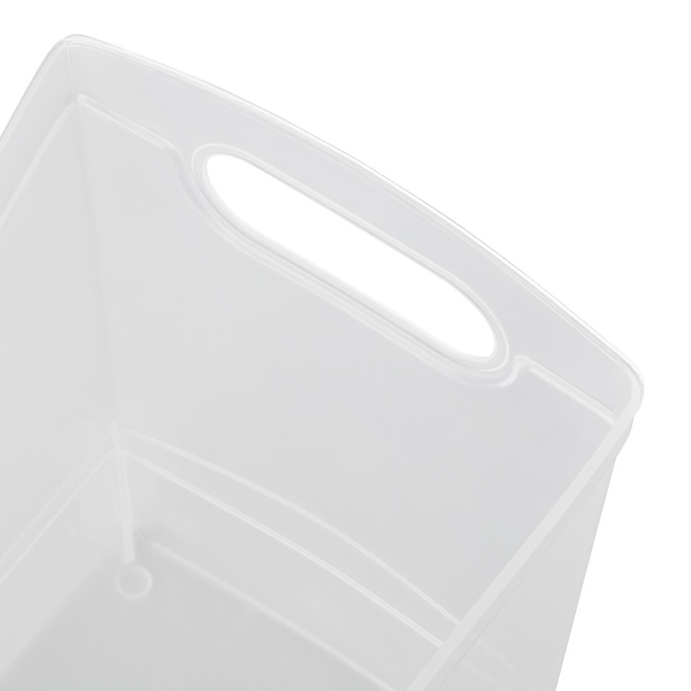 Large 12 Qt Clear Plastic Storage Bin with Handles, Narrow Rectangular Organizer
