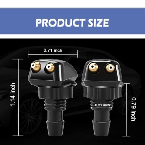 2 PCS Car Front Windshield Nozzle, Double Hole Straight Pillar Adjustable Fan