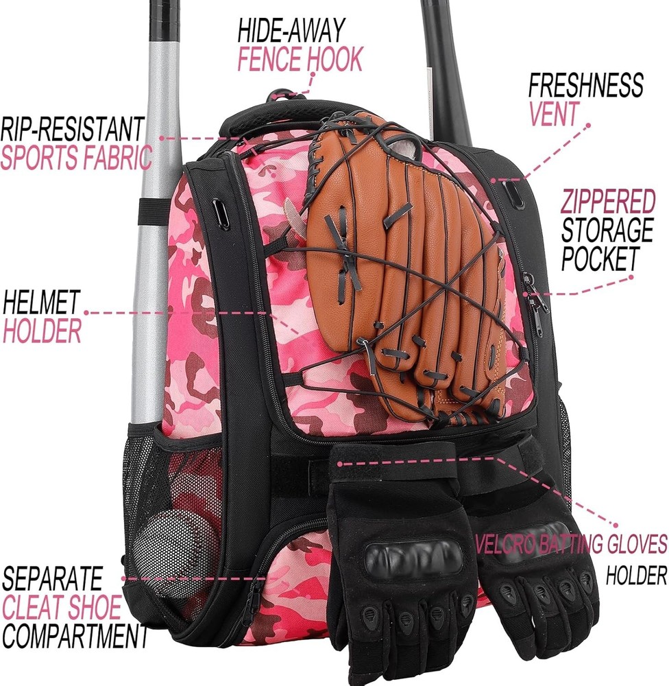 Baseball Bag-Baseball Backpack Holder for Baseball, Large Main Compartment,So...