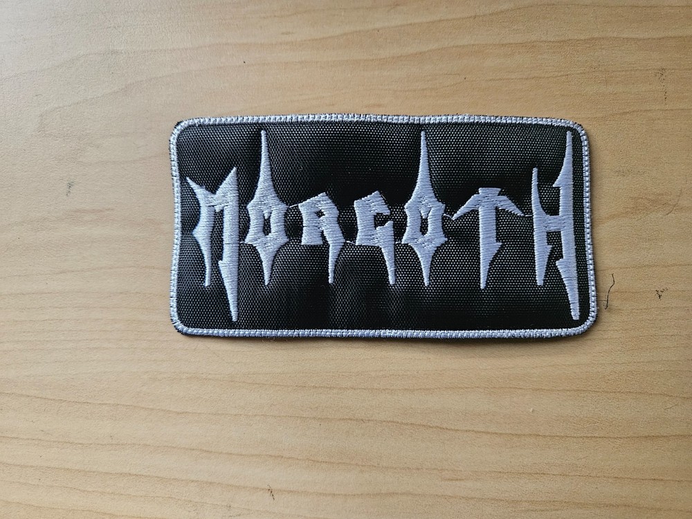 MORGOTH, SEW ON WHITE, WHITE BORDER EMBROIDERED PATCH