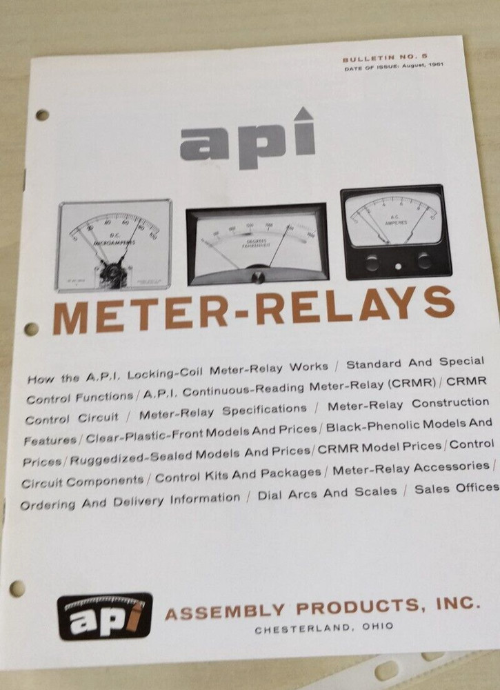 1961 ~ API ~Meter Relays ~ Sales Brochure / Catalog