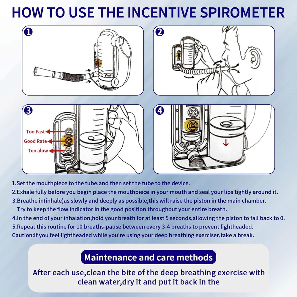 Incentive Spirometer (White02),Breathing Exercise Device for Lungs,Breathing Tra