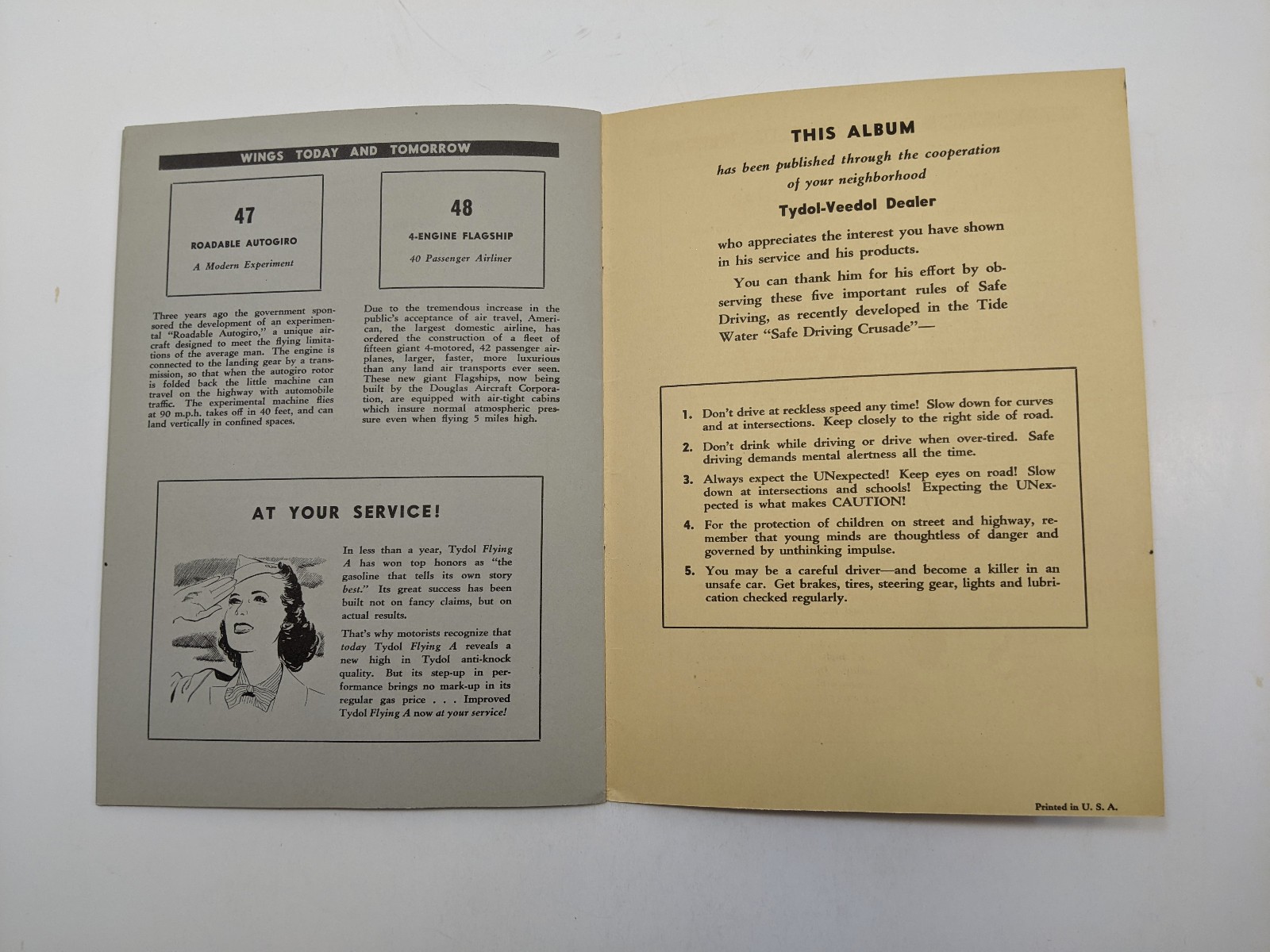 TYDOL Flying A Stamp Album of American Aviation 1940 Fuel Oil Company UNUSED A+