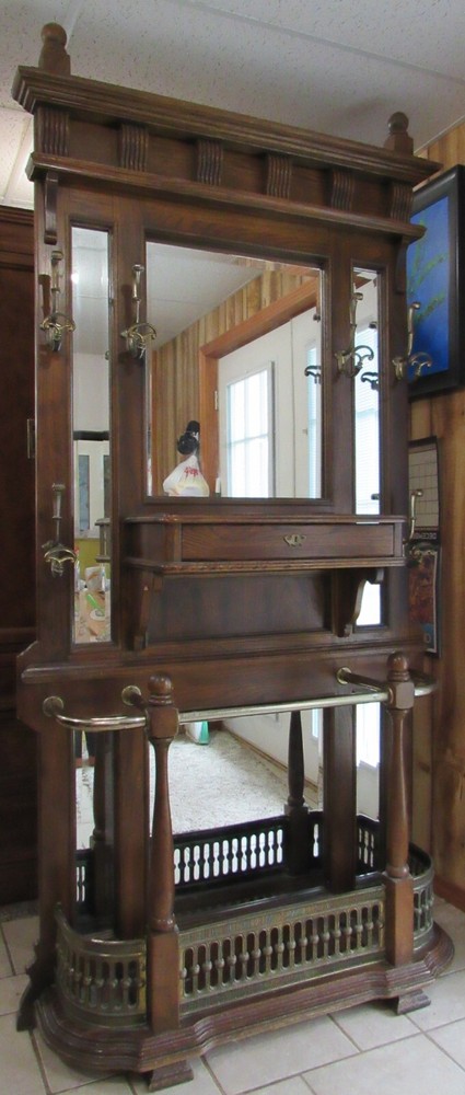Vintage Victorian Style Solid Oak Hall Tree