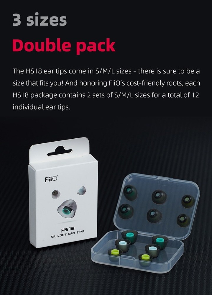 FiiO Replacement silicone 3 pairs Earbuds Tips Pack HS18