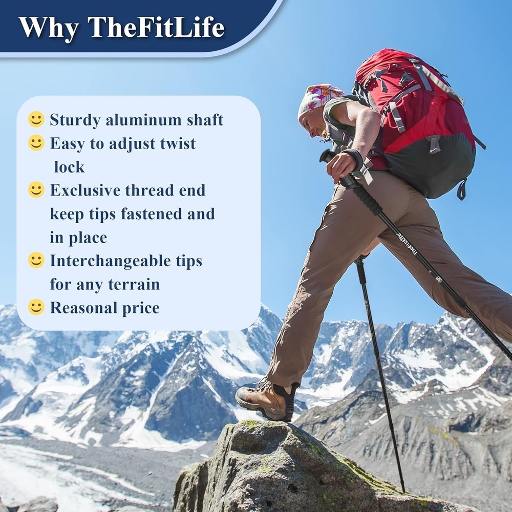 Durable Silver Trekking Poles - Ultralight, Quick Adjustment, Full Accessory Kit