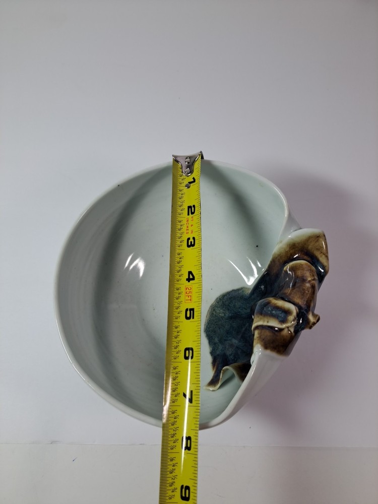 Handmade Signed Abstract Bowl Light Blue Multicolor