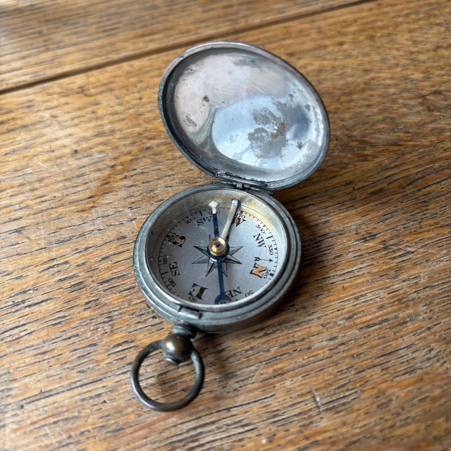 Small Pocket Compass Brass Case Possibly German