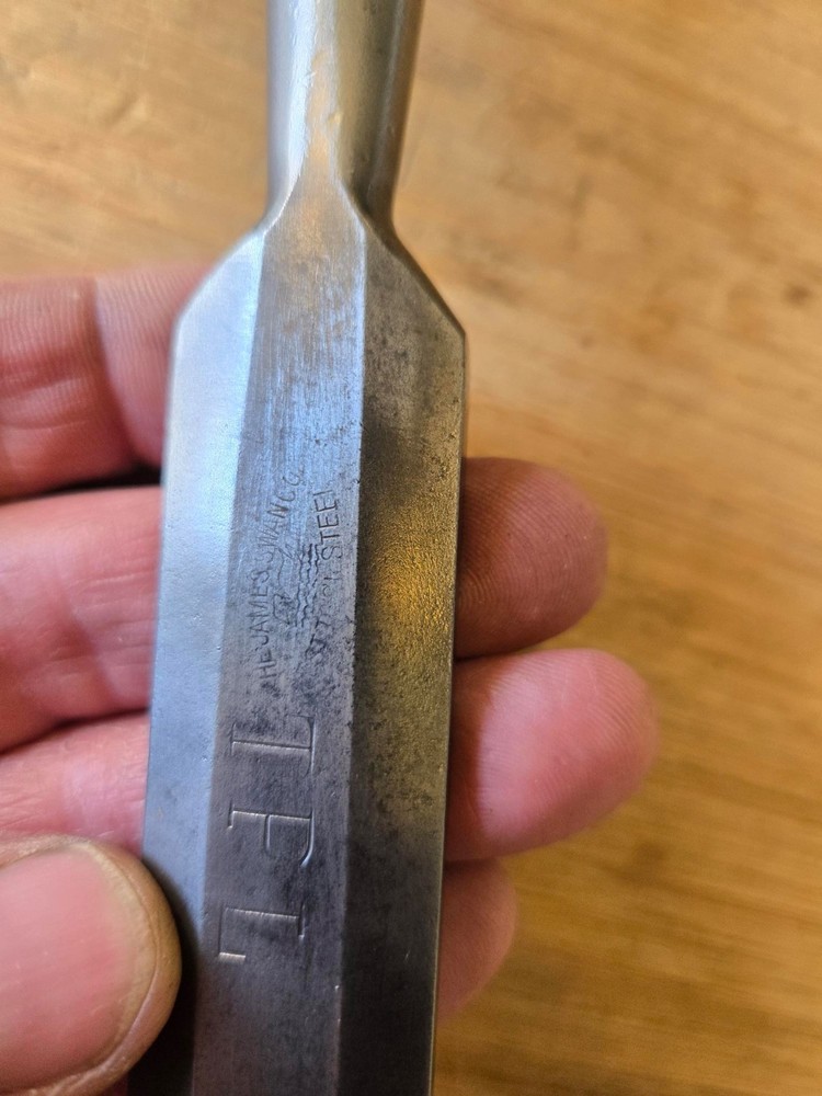 Antique James Swan 1" Wood Chisel beveled Edge Socket Butt Chisel