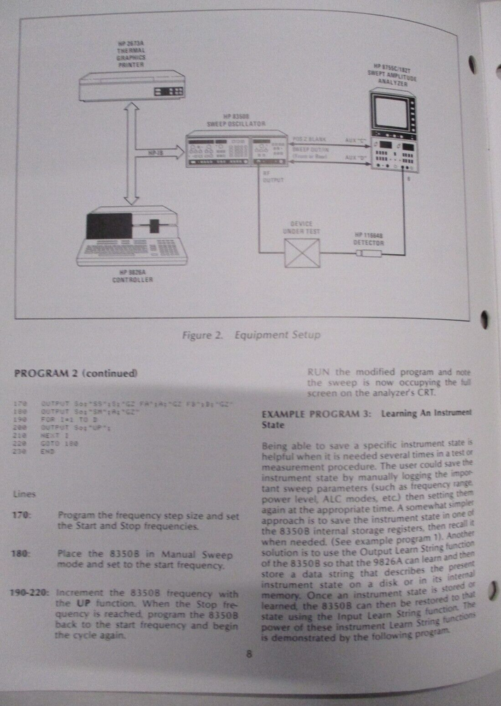 HEWLETT PACKARD 8350B SWEEP OSCILLATOR WITH THE HP 9816A 9826A 9826A BASIC GUIDE