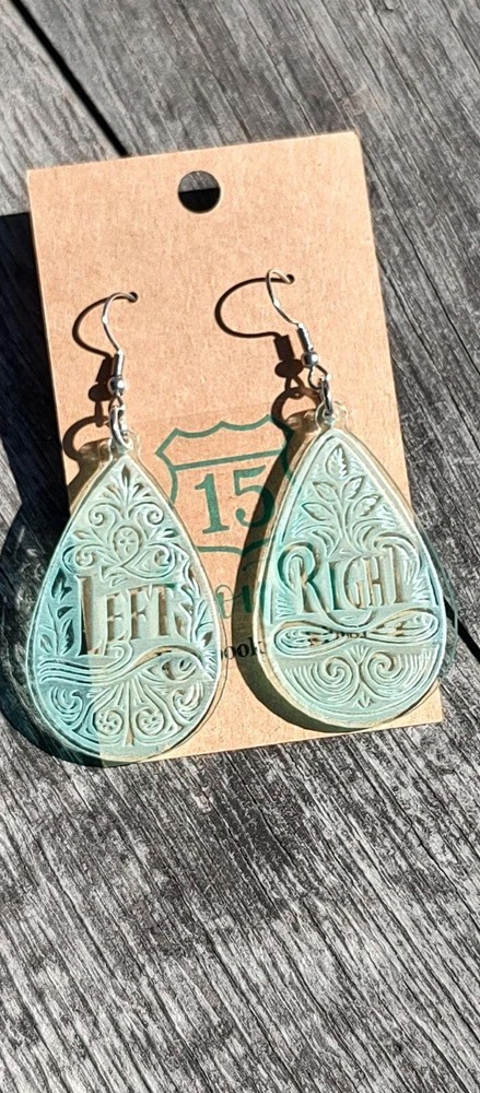 Right and left teardrop dangle earrings
