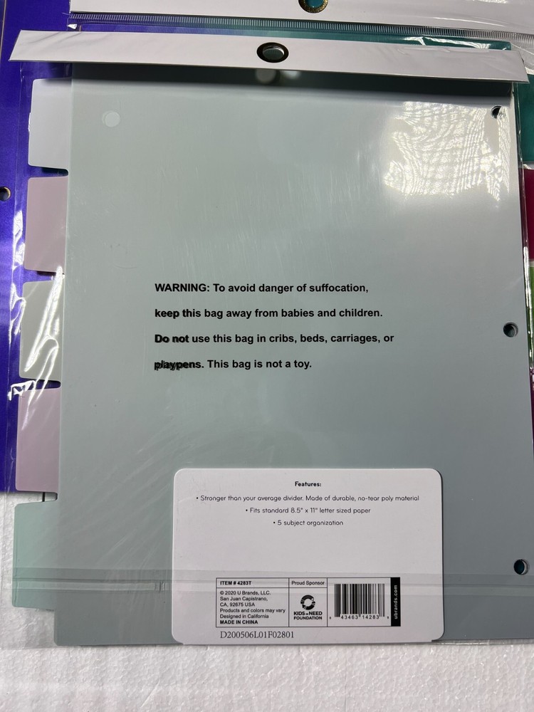 5 PACK 5ct Patterned Poly Tab Dividers Tidal Ombre TOTAL 25 FOLDER