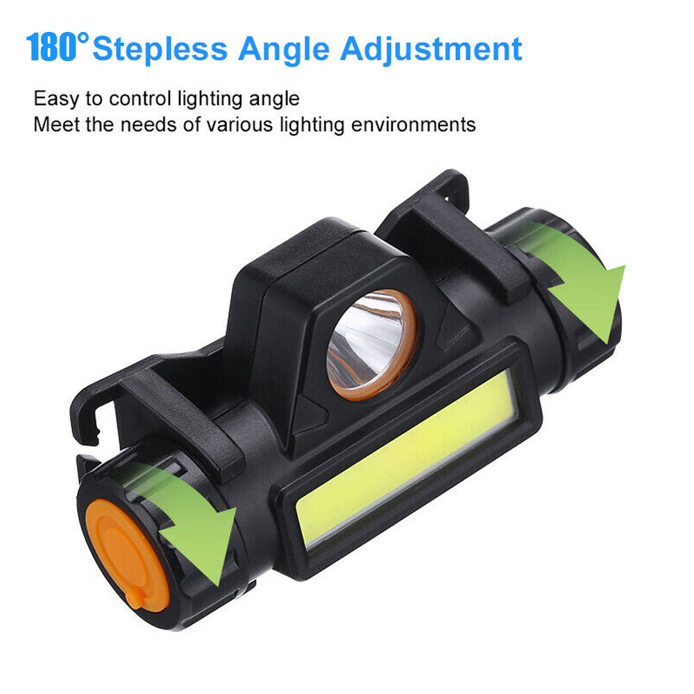 2 Pack LED Headlamp Headlight Flashlight USB Rechargeable Waterproof Head Light