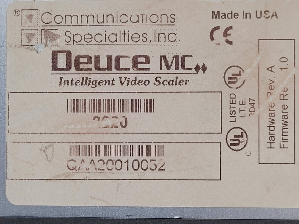 Communications Specialties 3220 Deuce MC Intelligent Video Scaler